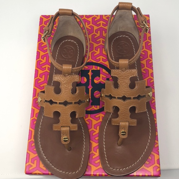 Tory Burch Phoebe flat thong Sandals Tan Logo - Picture 3 of 8
